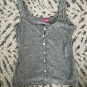 Edikted Gray Button-Up Tank Top